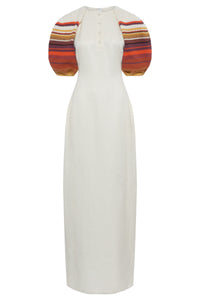 Nomo Dress In Ivory Textured Linen Slub