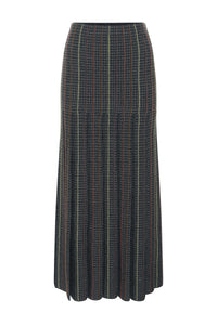 Prism Knit Skirt in Charcoal Multi Wool Silk Cashmere Houndstooth