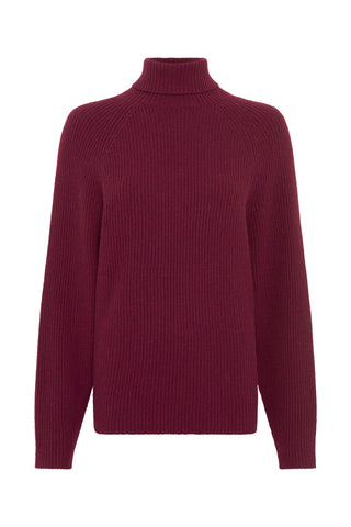 Wigman Knit Turtleneck Sweater in Bordeaux Cashmere