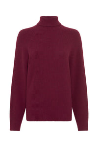 Wigman Knit Turtleneck Sweater in Bordeaux Cashmere