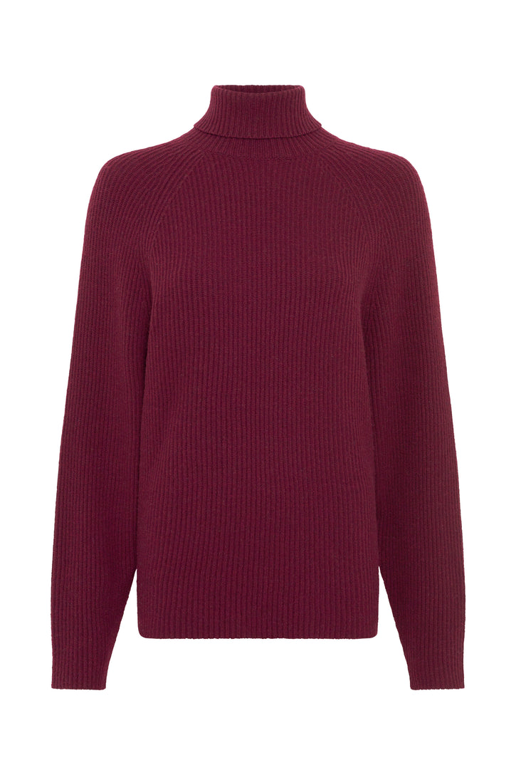 Wigman Knit Turtleneck Sweater in Bordeaux Cashmere