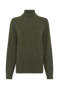 Wigman Knit Turtleneck Sweater in Olive Cashmere