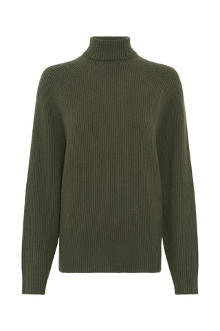 Wigman Knit Turtleneck in Deep Olive Cashmere