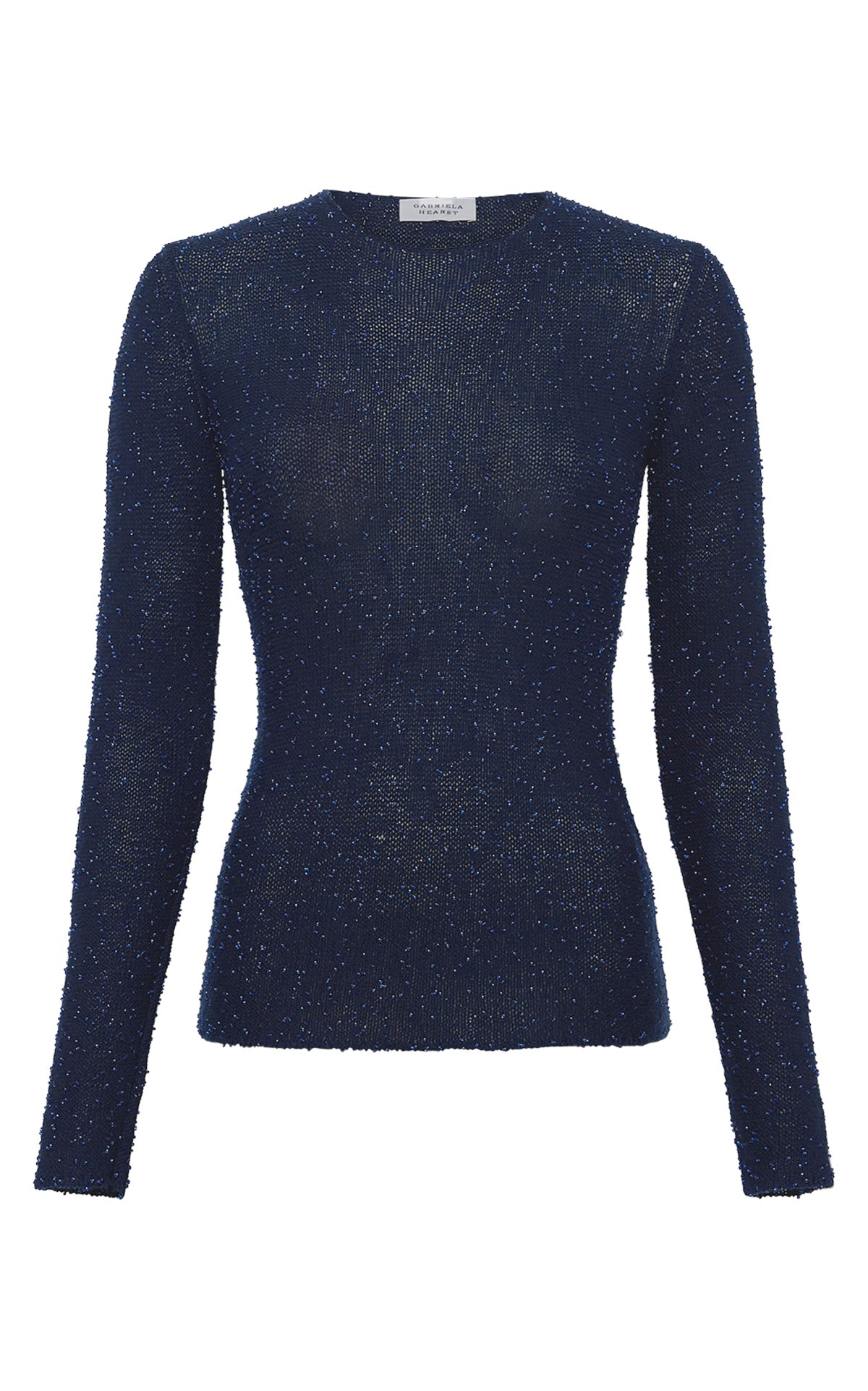 Nello Knit Sweater in Electric Navy & Cobalt Beaded Cashmere