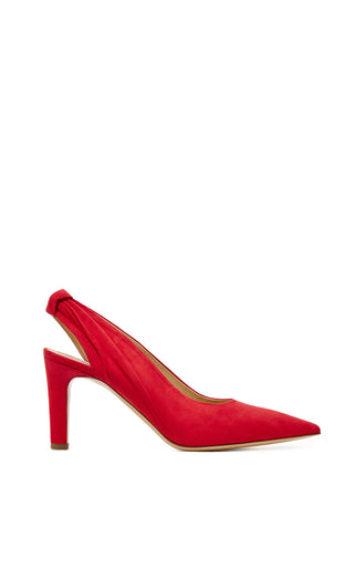 Scarlet Red Suede Amari Slingback Pump - Side View | Gabriela Hearst