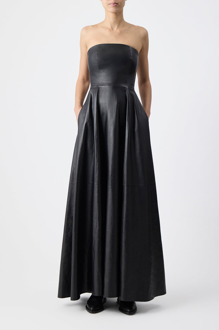 Rhone Dress in Black Nappa Leather