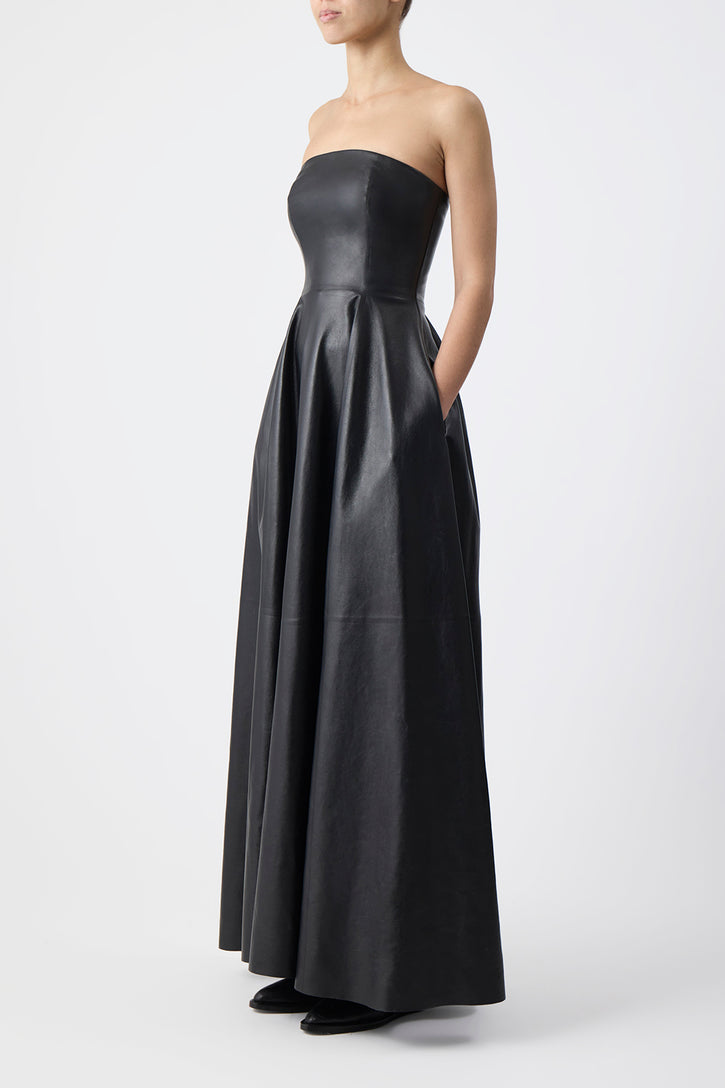 Rhone Dress in Black Nappa Leather