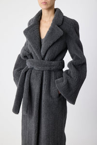 Barring Coat in Dark Grey Virgin Wool Silk Cashmere Fur