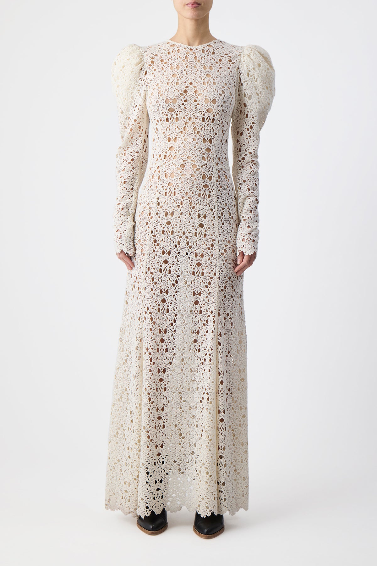 Lana Maxi Dress in Ivory Cashmere Lace