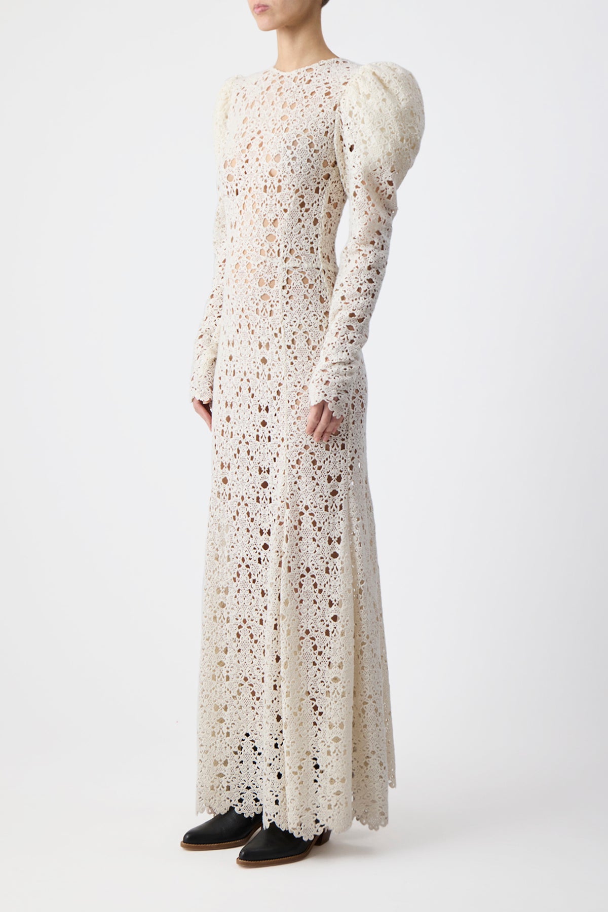 Lana Dress in Ivory Cashmere Lace