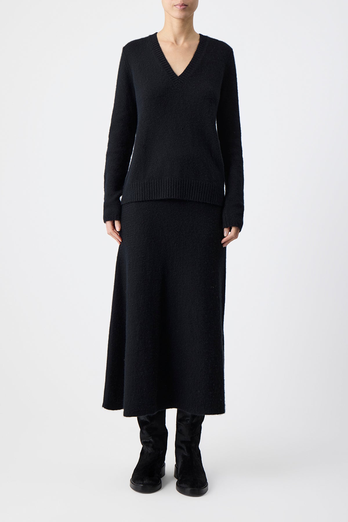Manni Knit Skirt in Black Cashmere
