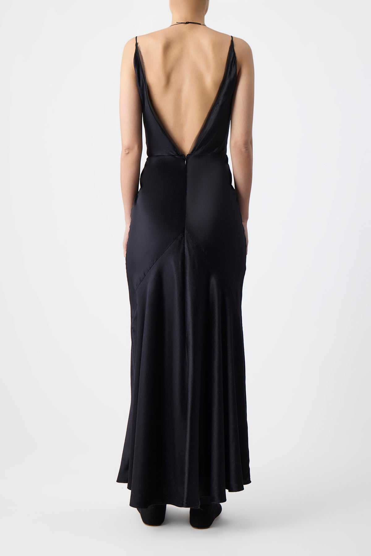 Brigita Slip Dress in Black Silk Velvet