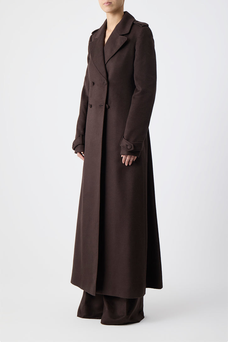 Houstt Trench Coat in Chocolate Winter Silk