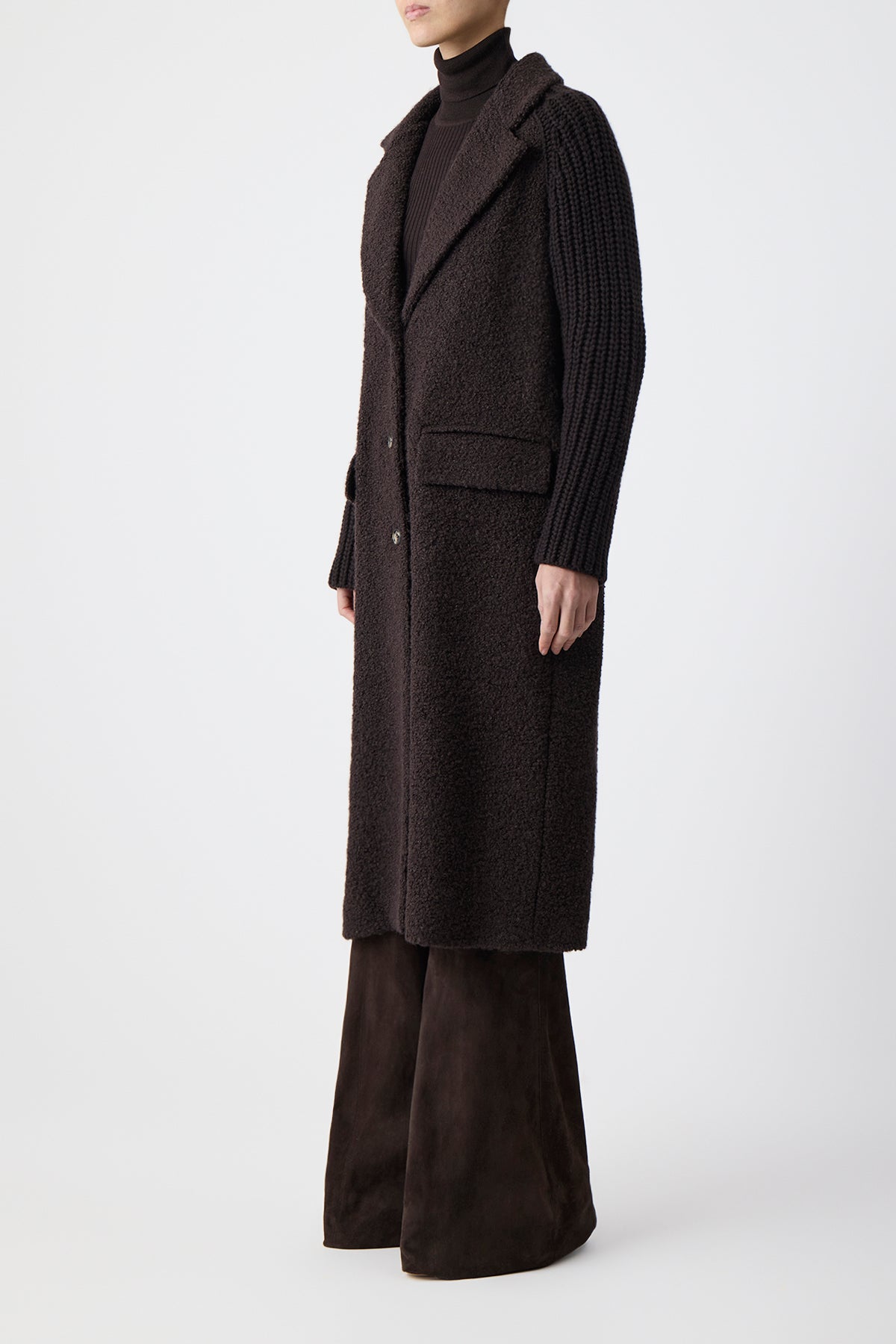 Charles Coat in Chocolate Recycled Cashmere Boucle