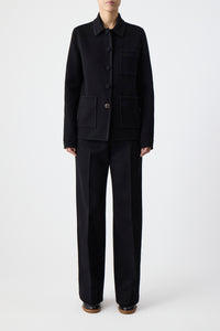 Ulu Chore Jacket in Black Double-Face Recycled Cashmere