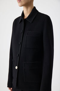 Ulu Chore Jacket in Black Double-Face Recycled Cashmere