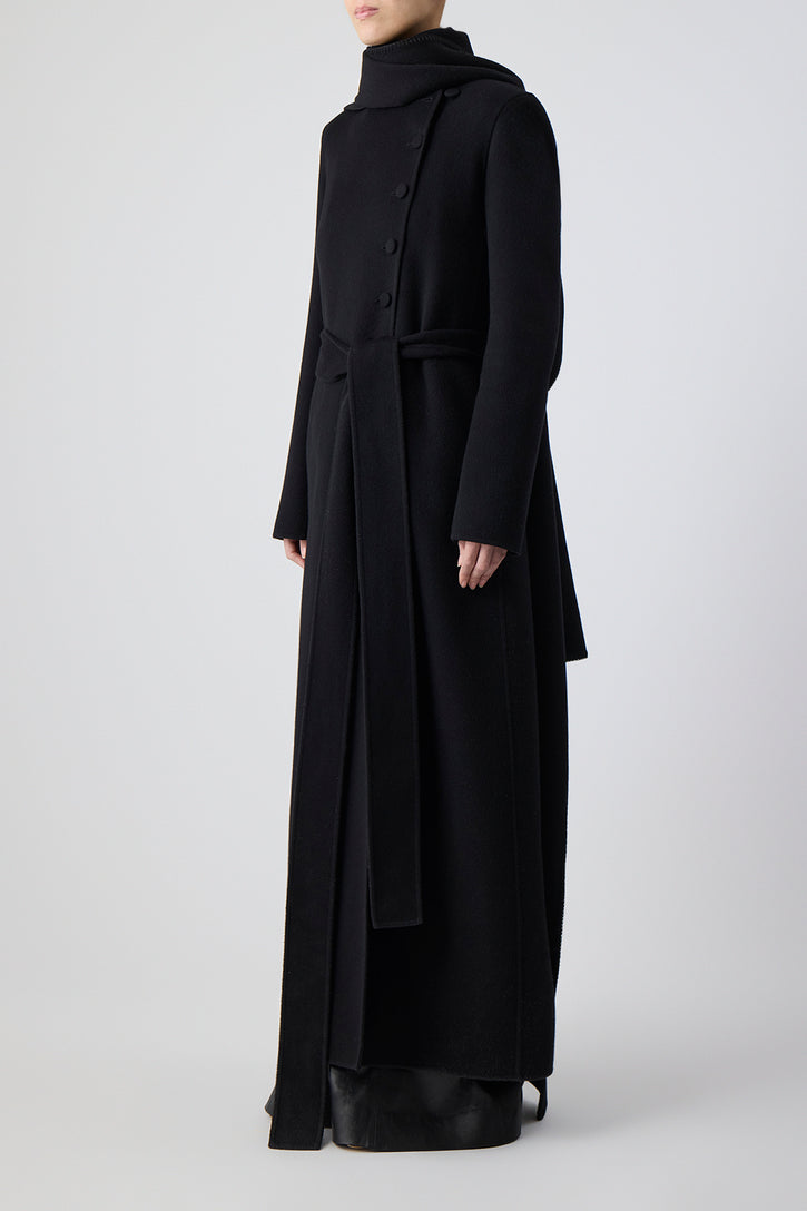 Raay Coat in Black Double-Face Recycled Cashmere