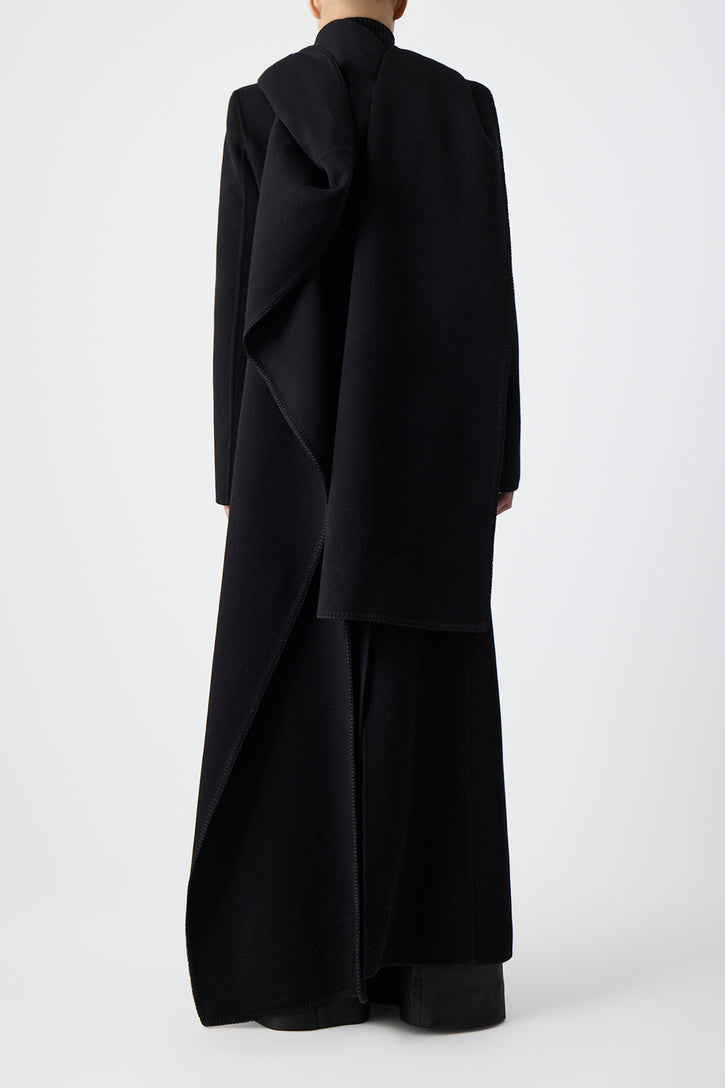 Raay Coat in Black Double-Face Recycled Cashmere