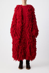 Jantzen Knit Coat in Scarlet Red Virgin Wool Cashmere Silk