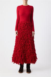Turner Dress in Scarlet Red Wool Cashmere