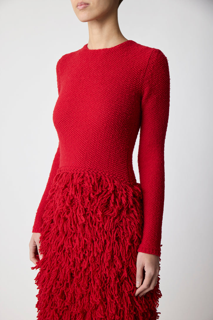 Turner Knit Dress in Scarlet Red Virgin Wool Cashmere Silk