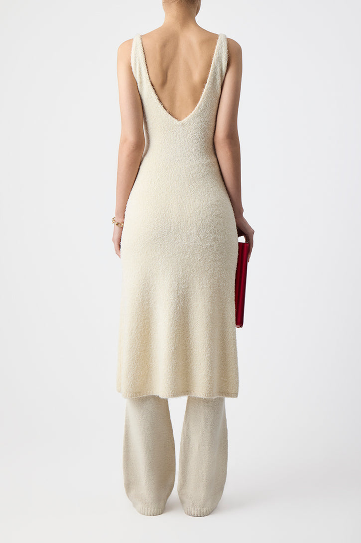 Downs Knit Slip Dress in Ivory Silk Cashmere