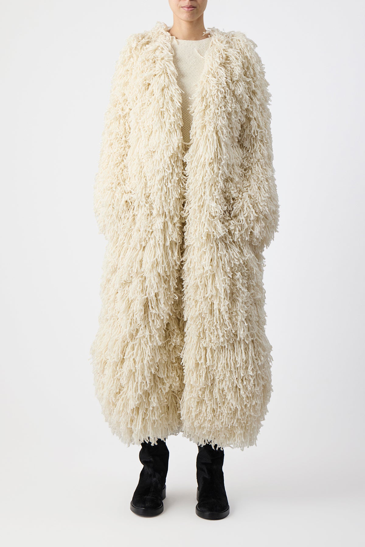 Jantzen Knit Coat in Ivory Virgin Wool Cashmere Silk
