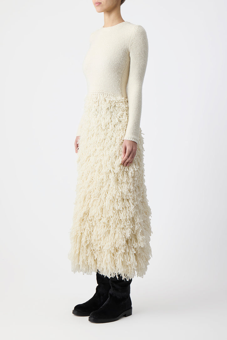 Turner Knit Dress in Ivory Virgin Wool Cashmere Silk