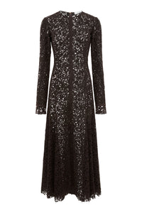 Mabel Dress in Chocolate Floral Cashmere Lace