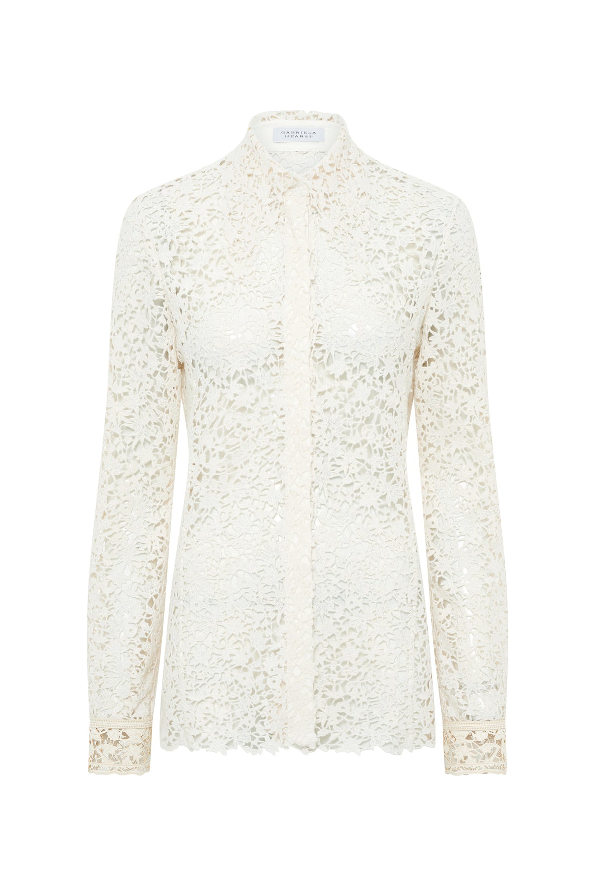 Vera Shirt in Ivory Floral Cashmere Lace