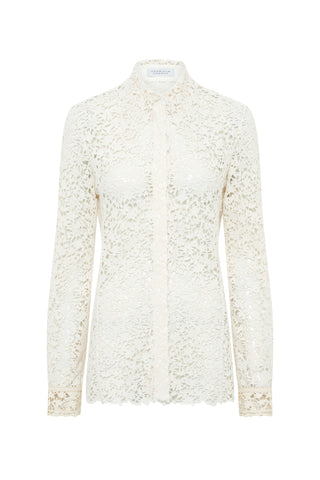 Vera Shirt in Ivory Floral Cashmere Lace