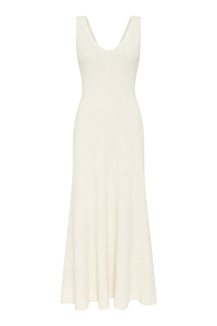 Lady Hall Knit Slip Dress in Ivory Silk