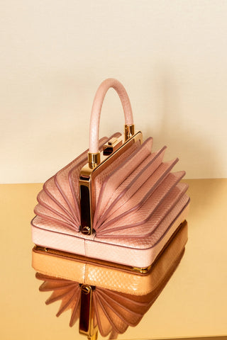 Pink Snakeskin Small Diana Bag - Styled Shot on Reflective Surface | Gabriela Hearst