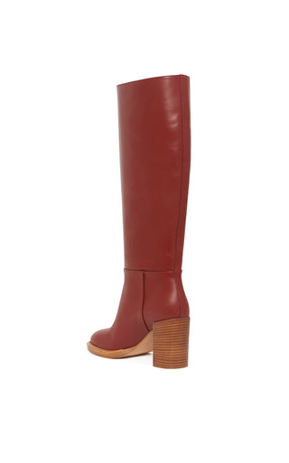 Burnt Sienna Leather Bocca Knee-High Boots - Back Three-Quarter View | Gabriela Hearst
