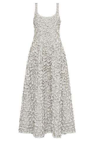 White Leather Ceolan Embroidered Floral Maxi Dress - Flat Lay | Gabriela Hearst