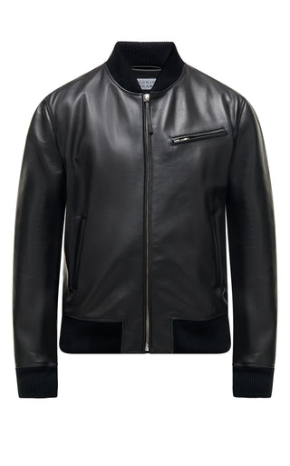 Black Calf Leather Gregory Bomber - Front View | Gabriela Hearst