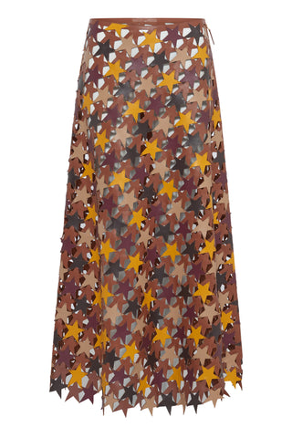 Multi Nappa Leather Patchwork Stars Midi Skirt - Flat Lay | Gabriela Hearst
