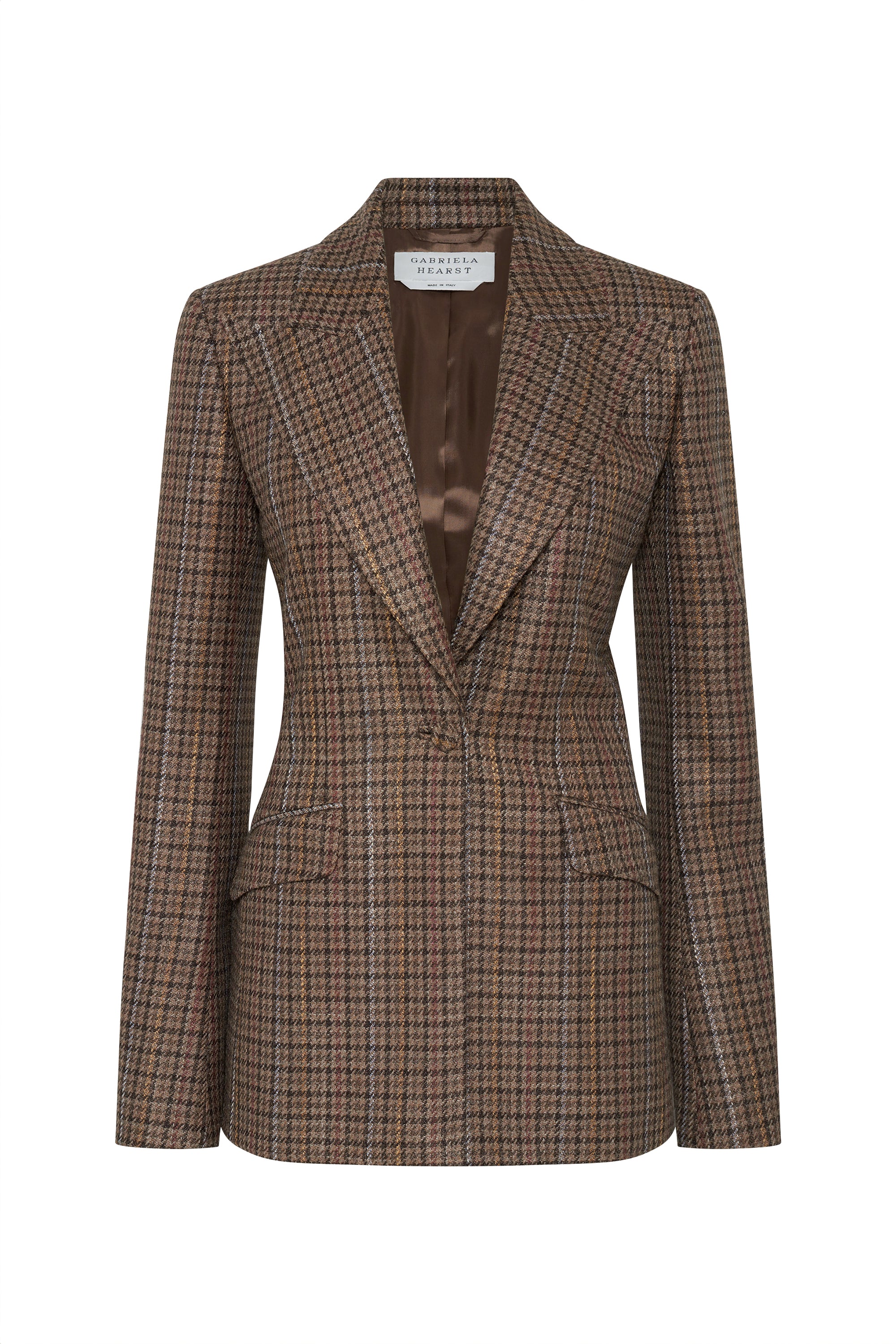Leiva Blazer in Camel Multi Wool Silk Houndstooth – Gabriela Hearst