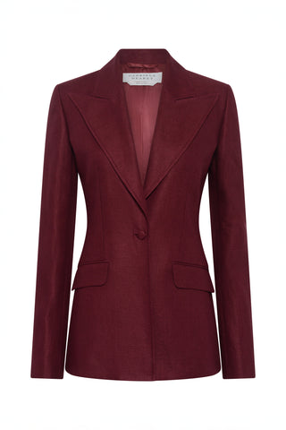 Bordeaux Linen Leiva Blazer - Front View | Gabriela Hearst