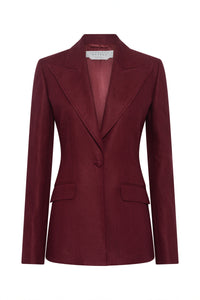 Leiva Blazer in Bordeaux Linen Twill