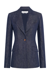 Leiva Blazer in Stoned Washed Denim Linen