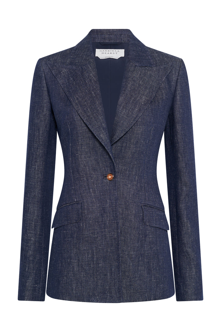 Leiva Blazer in Stoned Washed Denim Linen