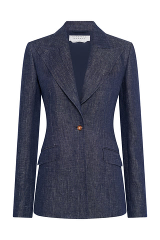 Leiva Blazer in Stone Washed Linen Denim