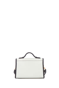 Small Leonora Western Flap Bag in Black & Ivory Leather