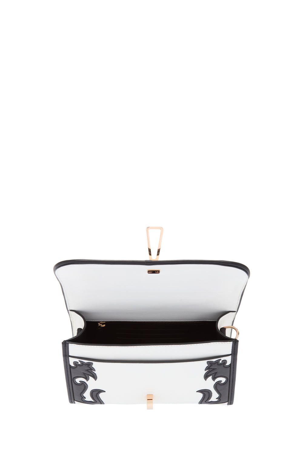 レオノーラ ウエスタン フラップバッグ（ブラック＆アイボリーレザー）