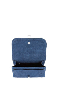 Small Leonora in Medium Blue Suede Denim