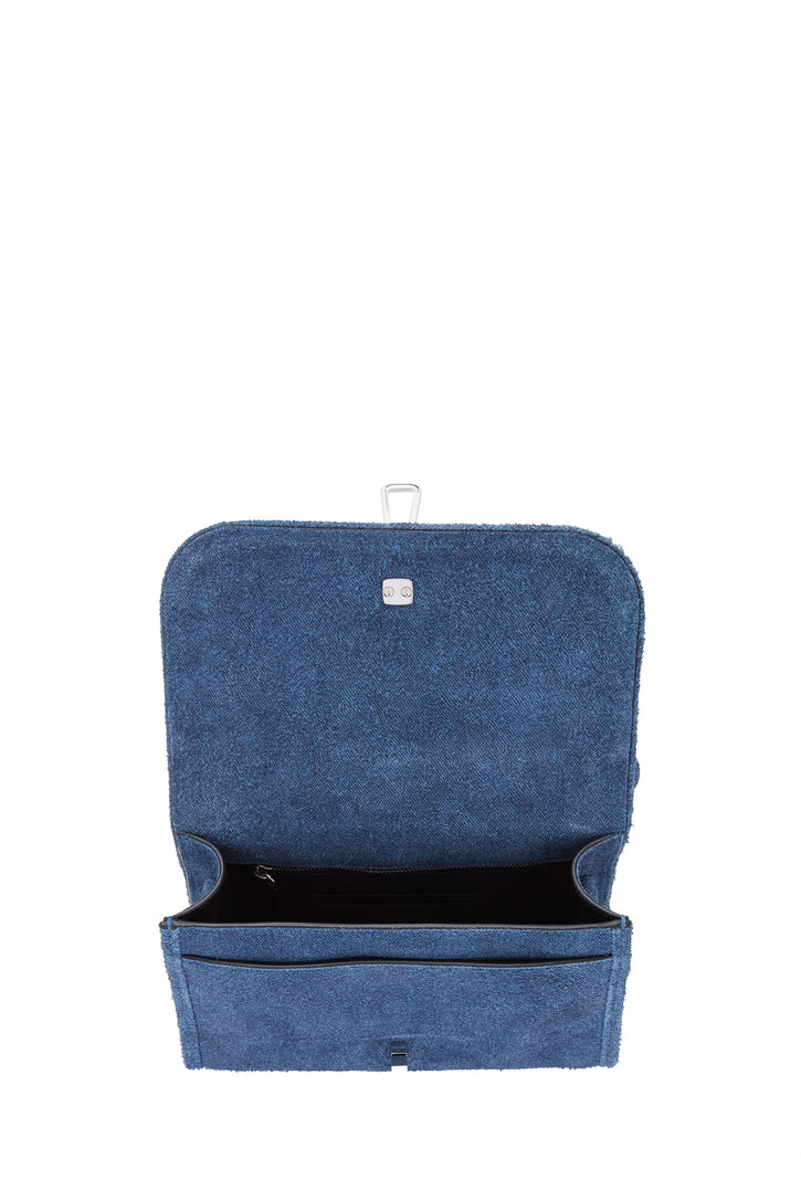 Small Leonora in Medium Blue Suede Denim