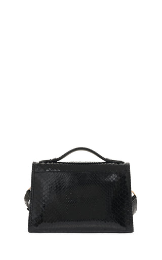 Black Snakeskin Leonora Flap Bag - Back View | Gabriela Hearst