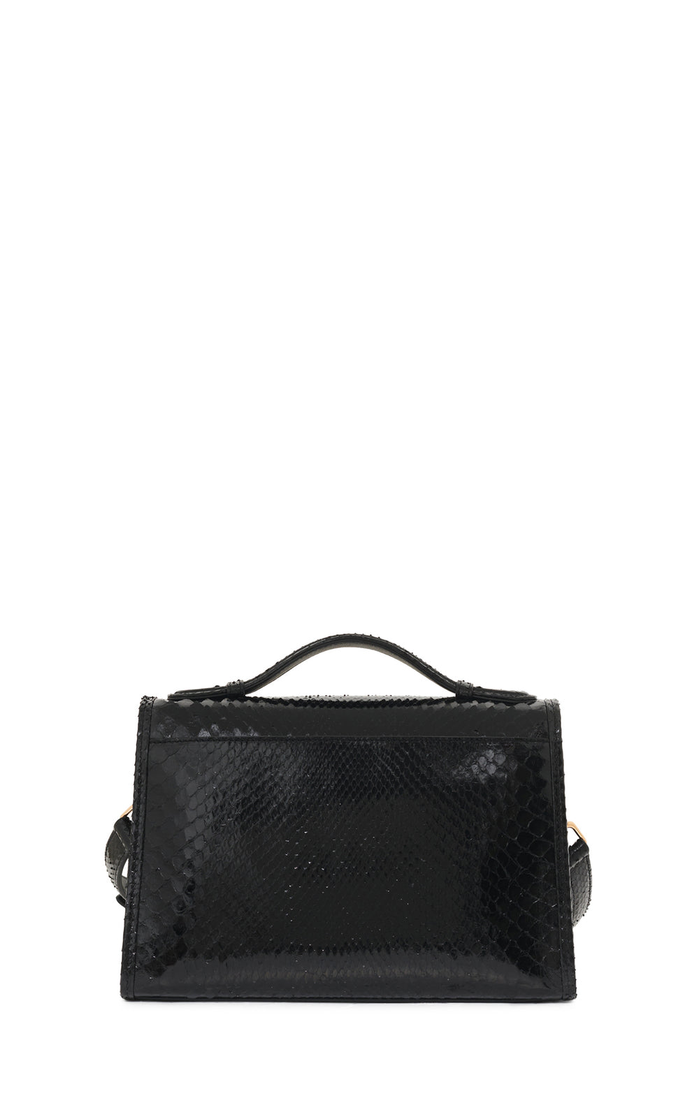 Medium Leonora Flap Bag in Black Snakeskin with Sunglasses Pouch
