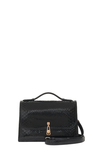 Black Snakeskin Leonora Flap Bag - Front View | Gabriela Hearst